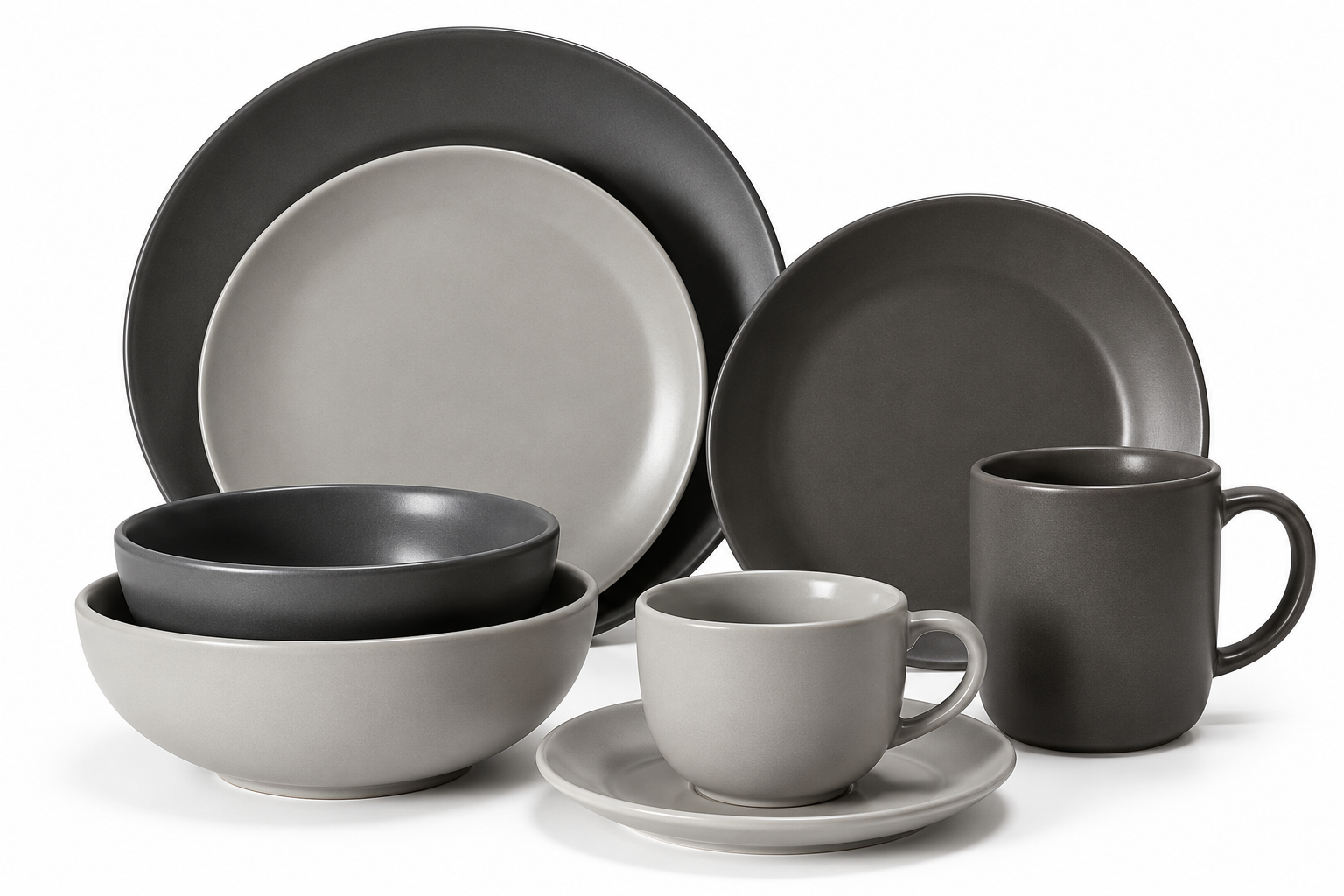 Ceramic tableware arranged on a neutral surface; illustrative placeholder image